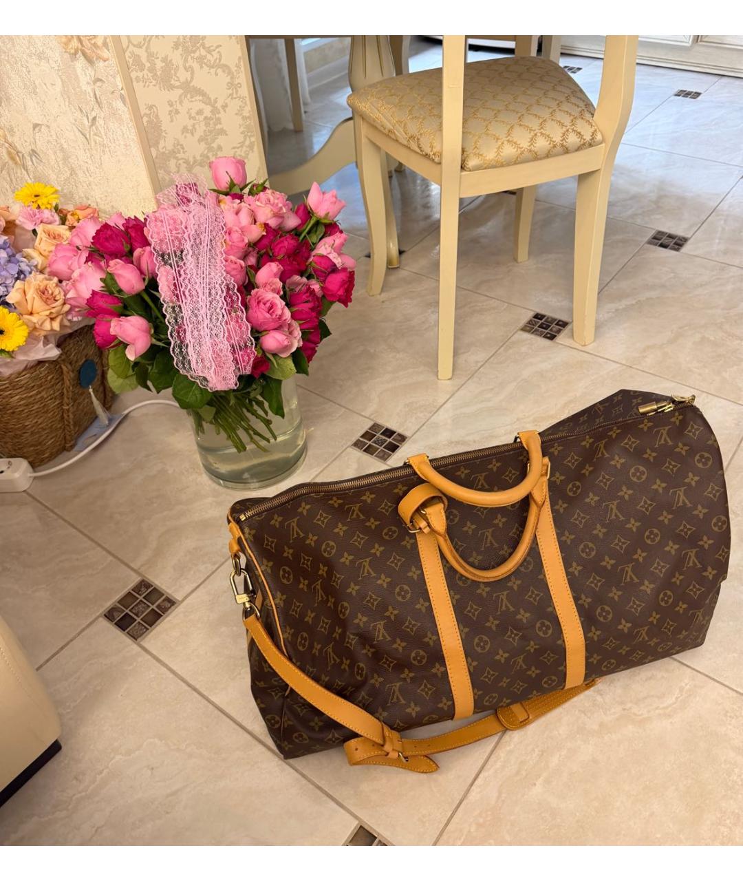 LOUIS VUITTON Коричневая дорожная/спортивная сумка из канвы, фото 2