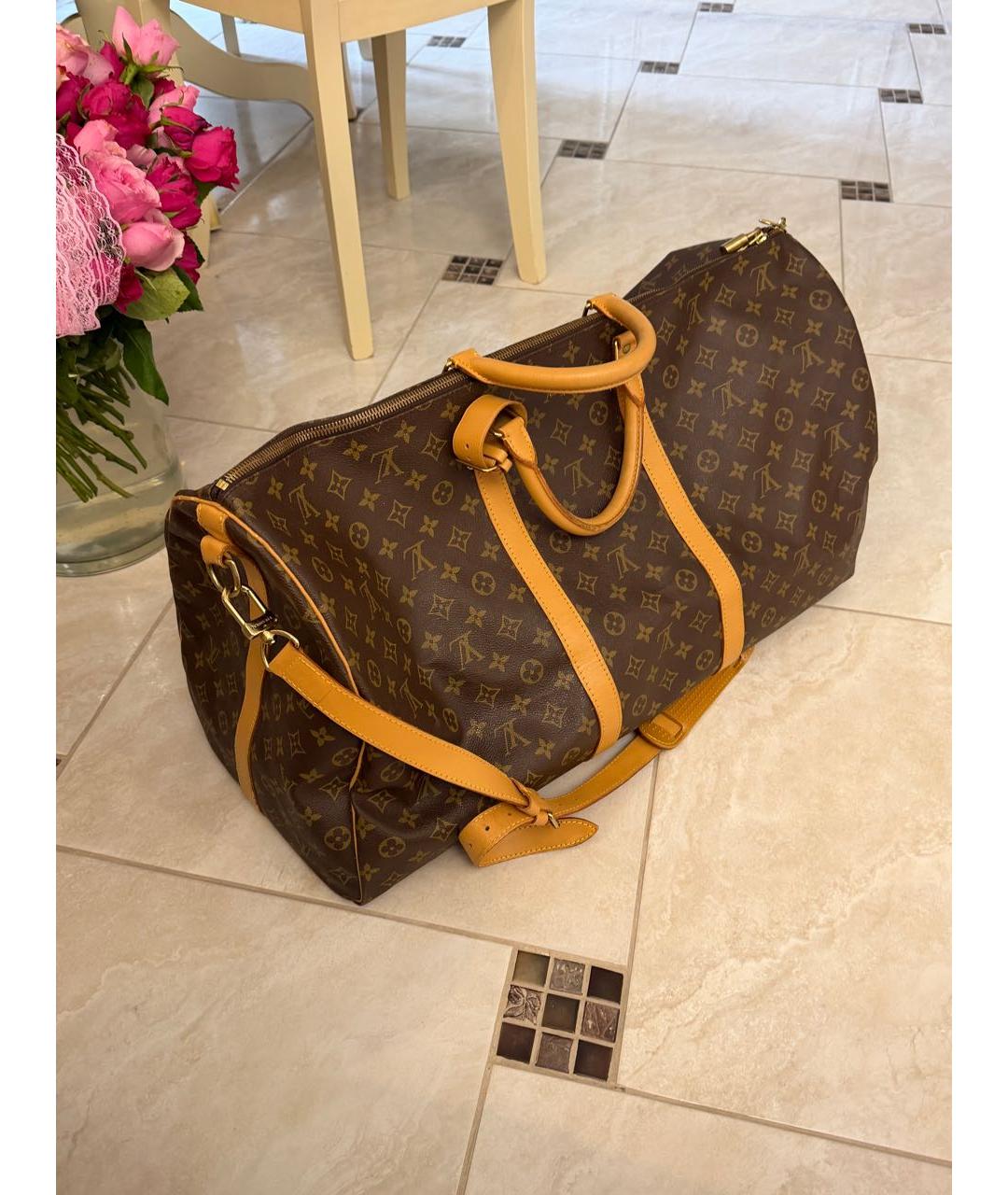 LOUIS VUITTON Коричневая дорожная/спортивная сумка из канвы, фото 3