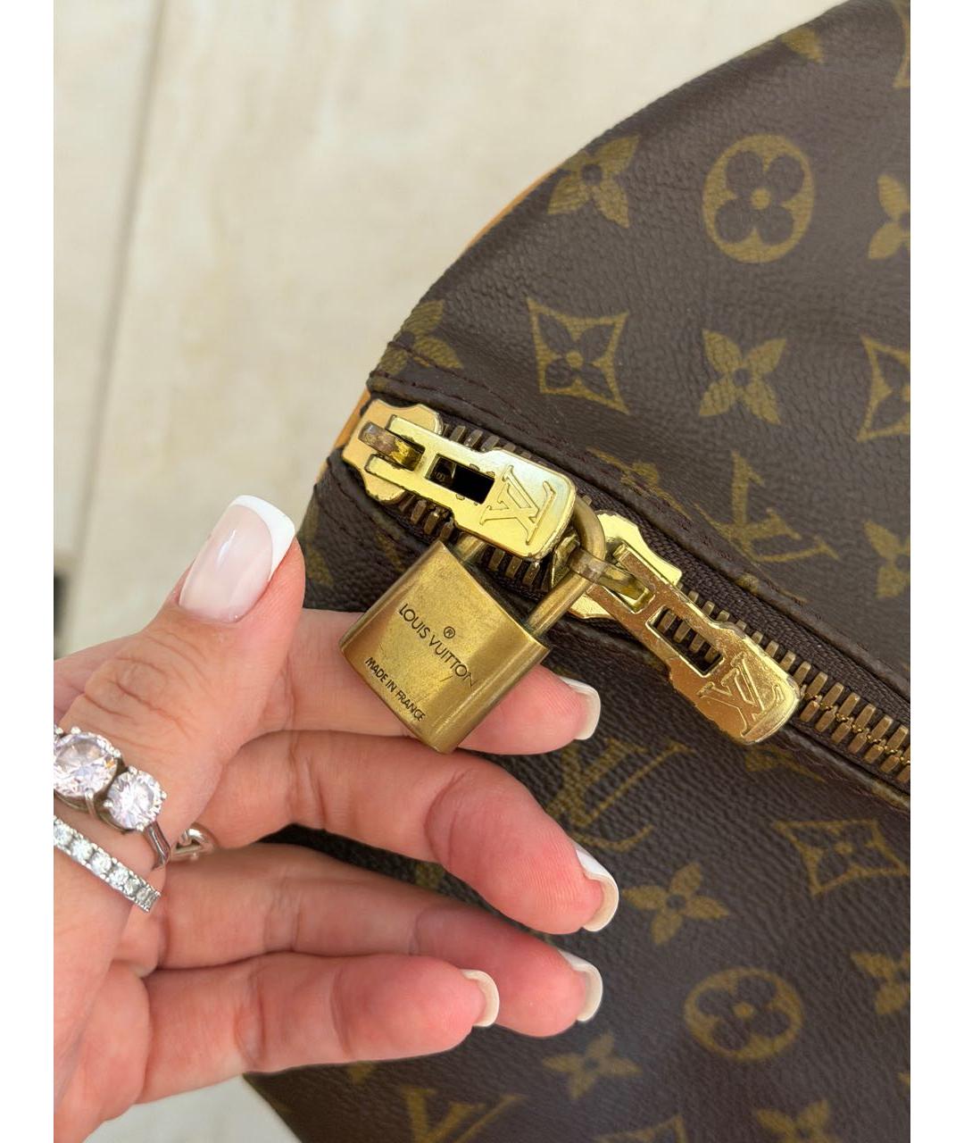 LOUIS VUITTON Коричневая дорожная/спортивная сумка из канвы, фото 7