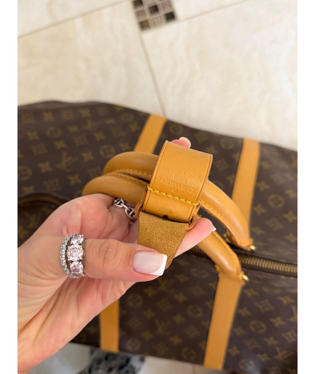 LOUIS VUITTON Коричневая дорожная/спортивная сумка из канвы, фото 8