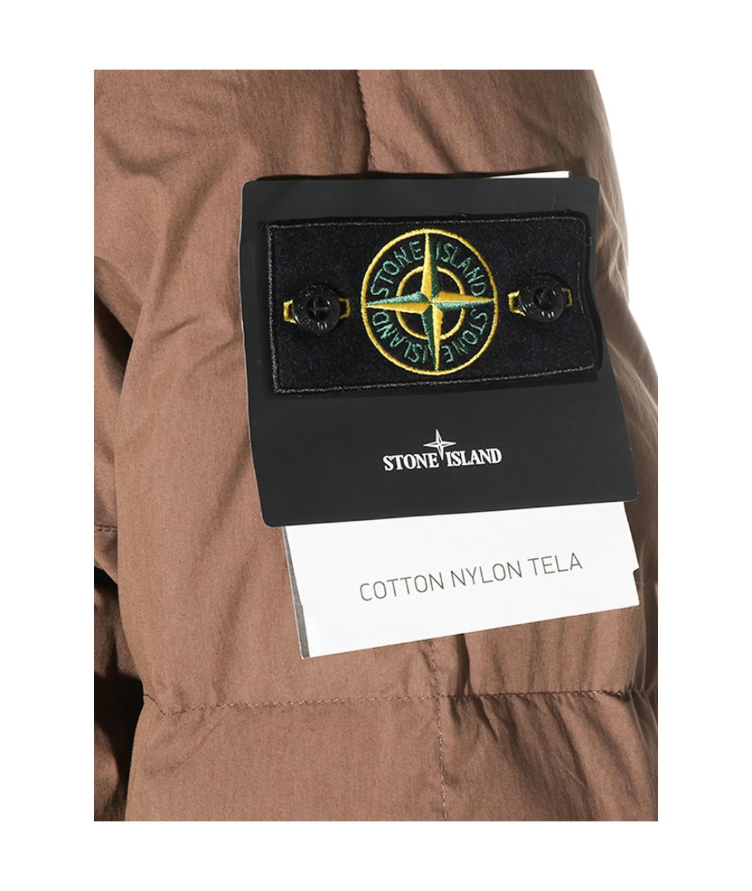 STONE ISLAND Коричневый хлопковый пуховик, фото 4