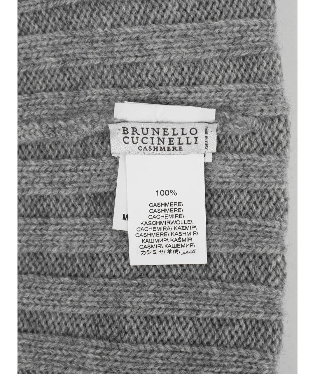 BRUNELLO CUCINELLI Серая кашемировая шапка, фото 5