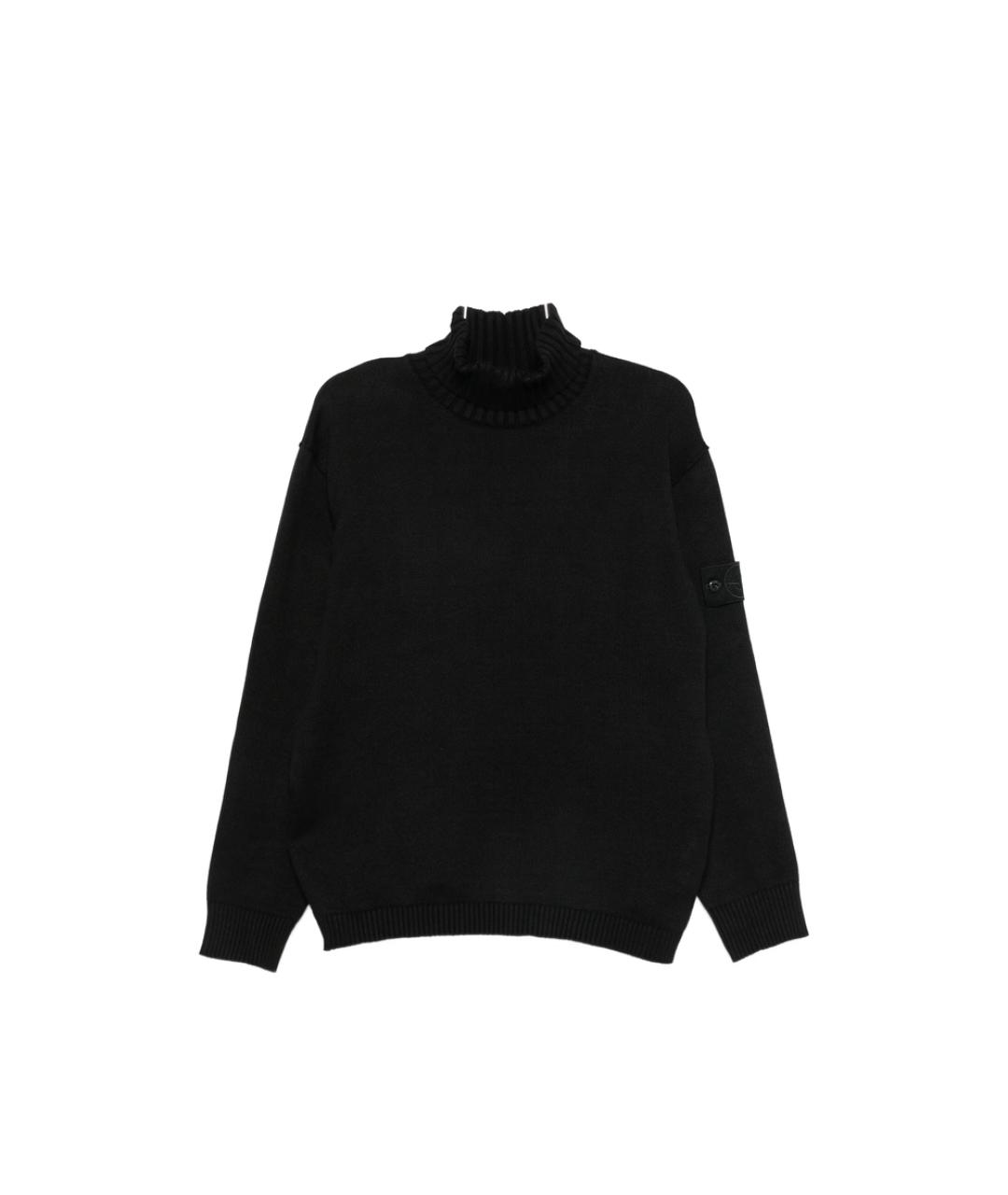 STONE ISLAND Черный хлопковый джемпер / свитер, фото 3