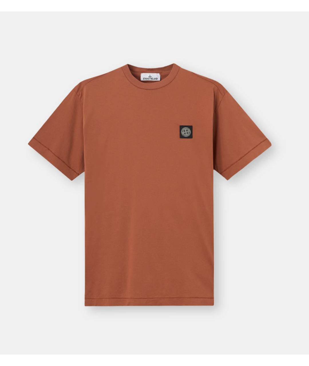 STONE ISLAND Оранжевая хлопковая футболка, фото 5