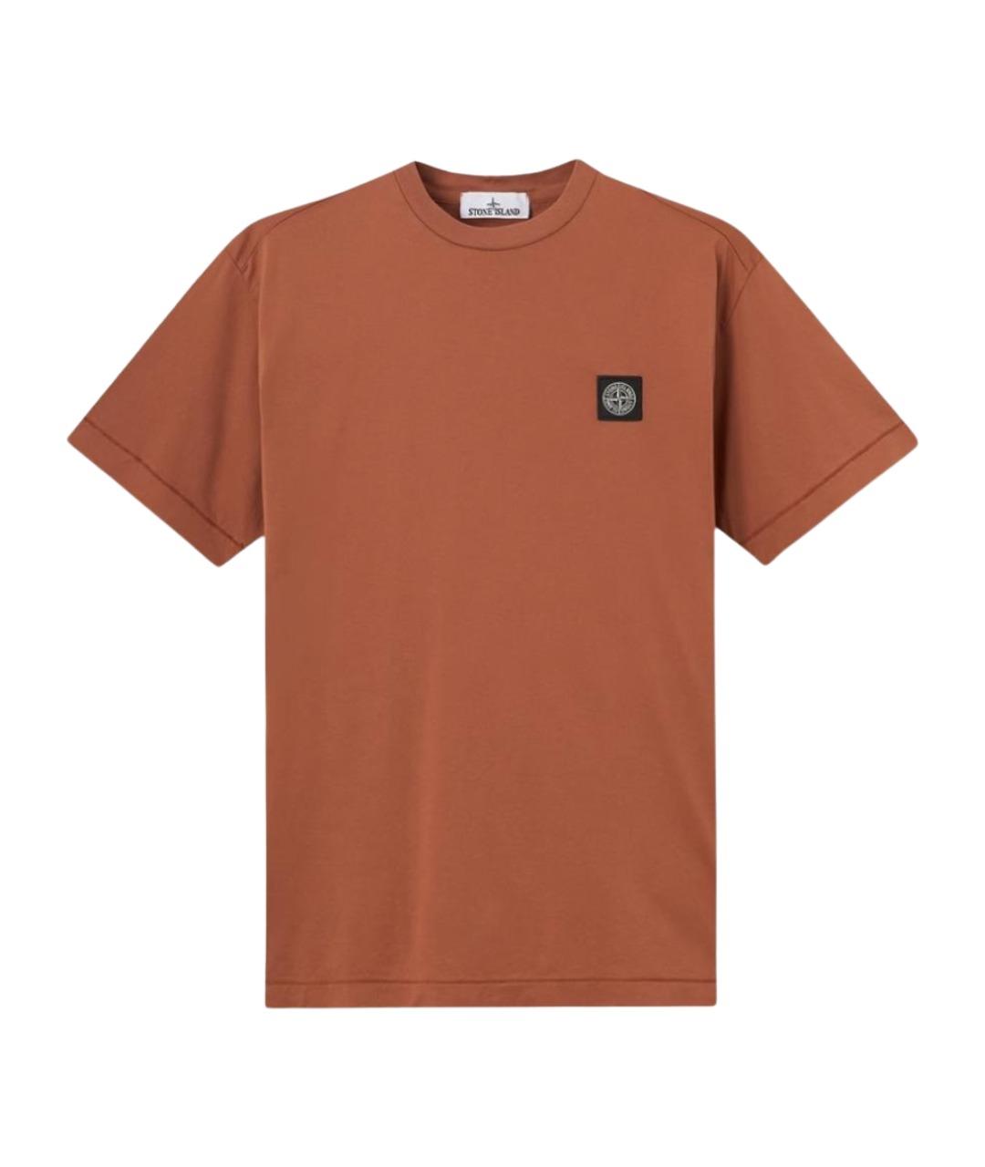 STONE ISLAND Оранжевая хлопковая футболка, фото 1