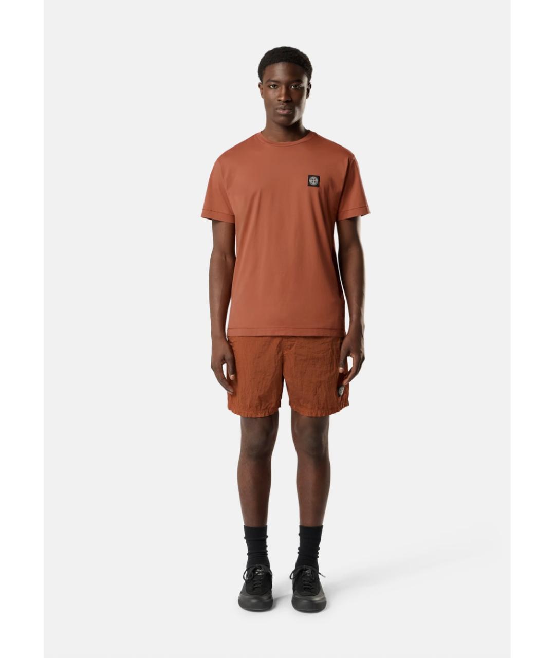 STONE ISLAND Оранжевая хлопковая футболка, фото 2