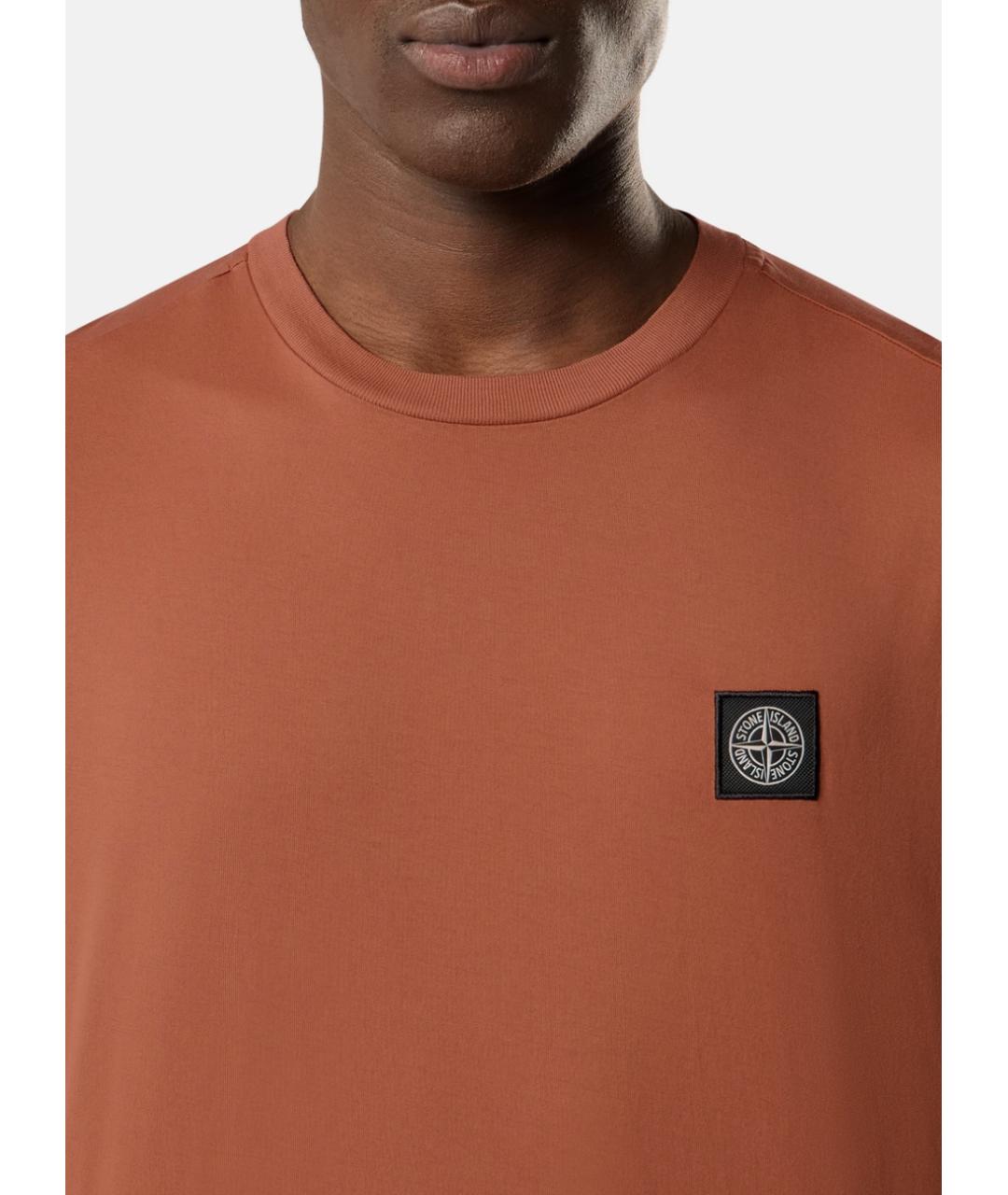 STONE ISLAND Оранжевая хлопковая футболка, фото 3