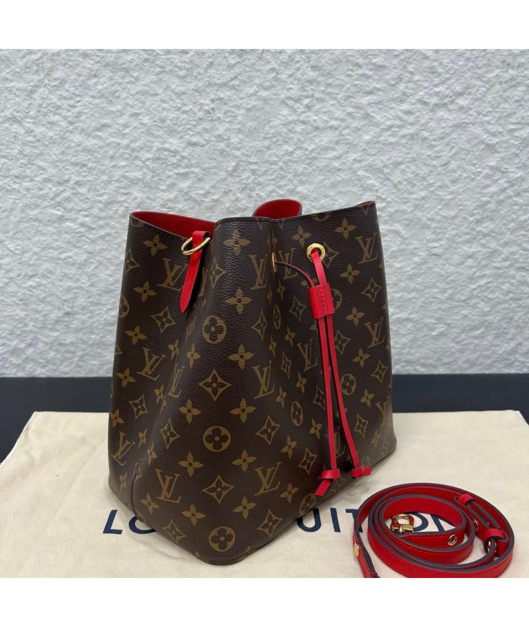 LOUIS VUITTON Красная сумка тоут из канвы, фото 3
