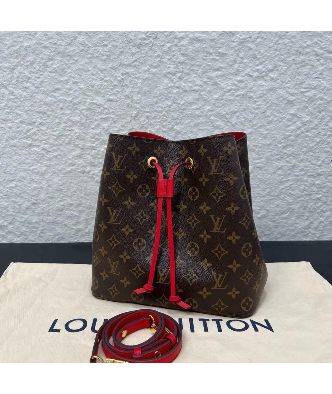 LOUIS VUITTON Красная сумка тоут из канвы, фото 7