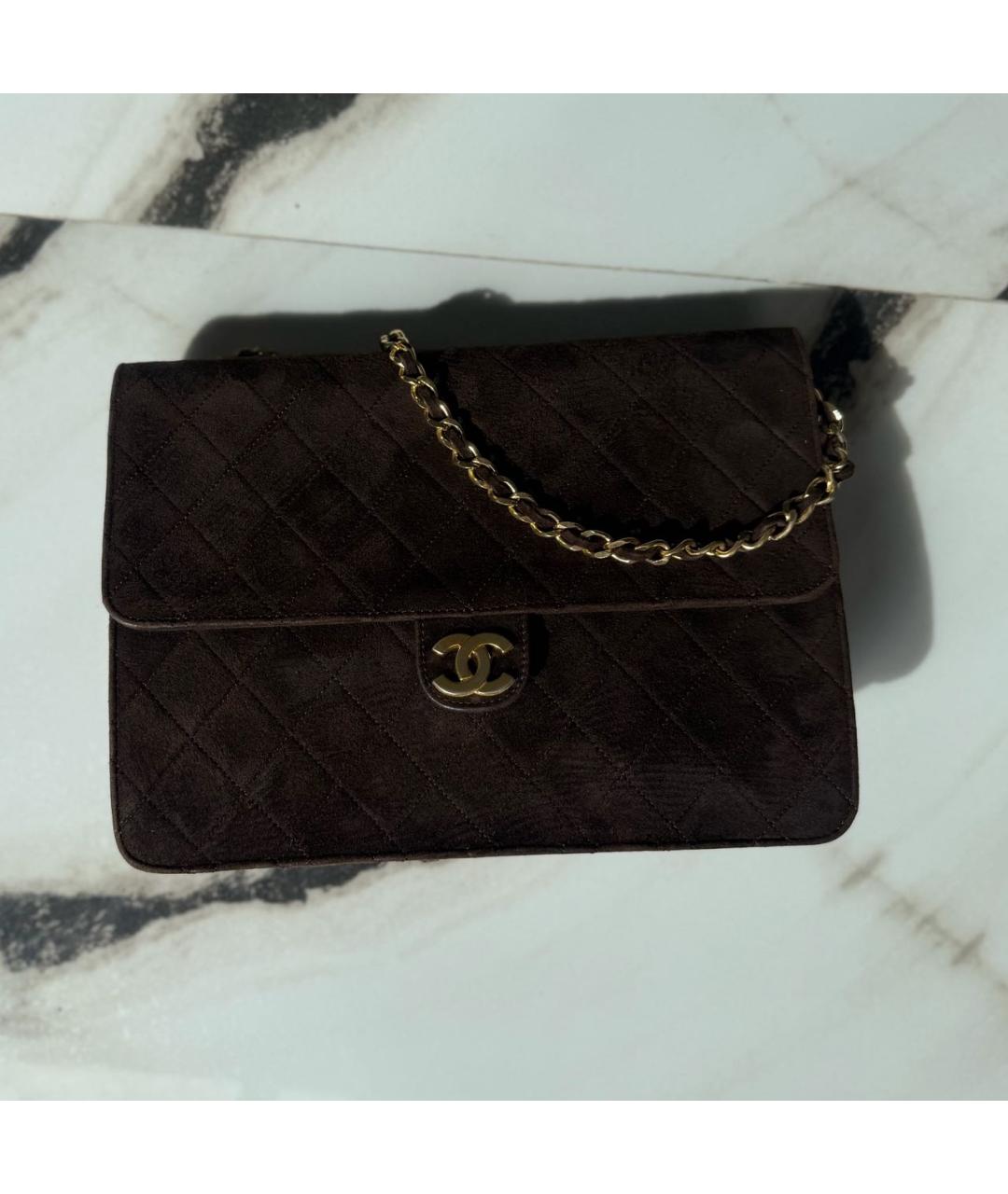 CHANEL Коричневая замшевая сумка через плечо, фото 3