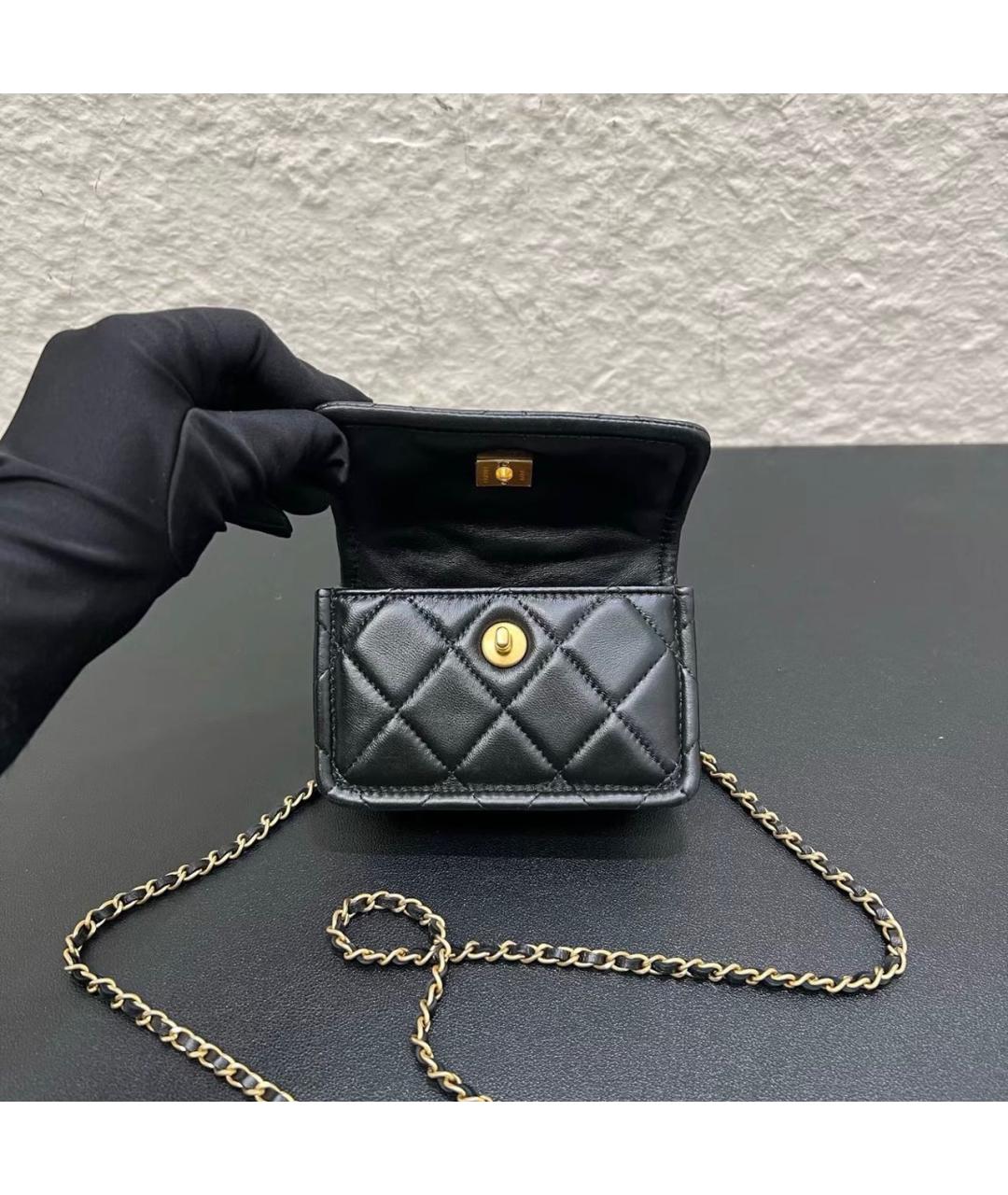 CHANEL Черная кожаная сумка через плечо, фото 6