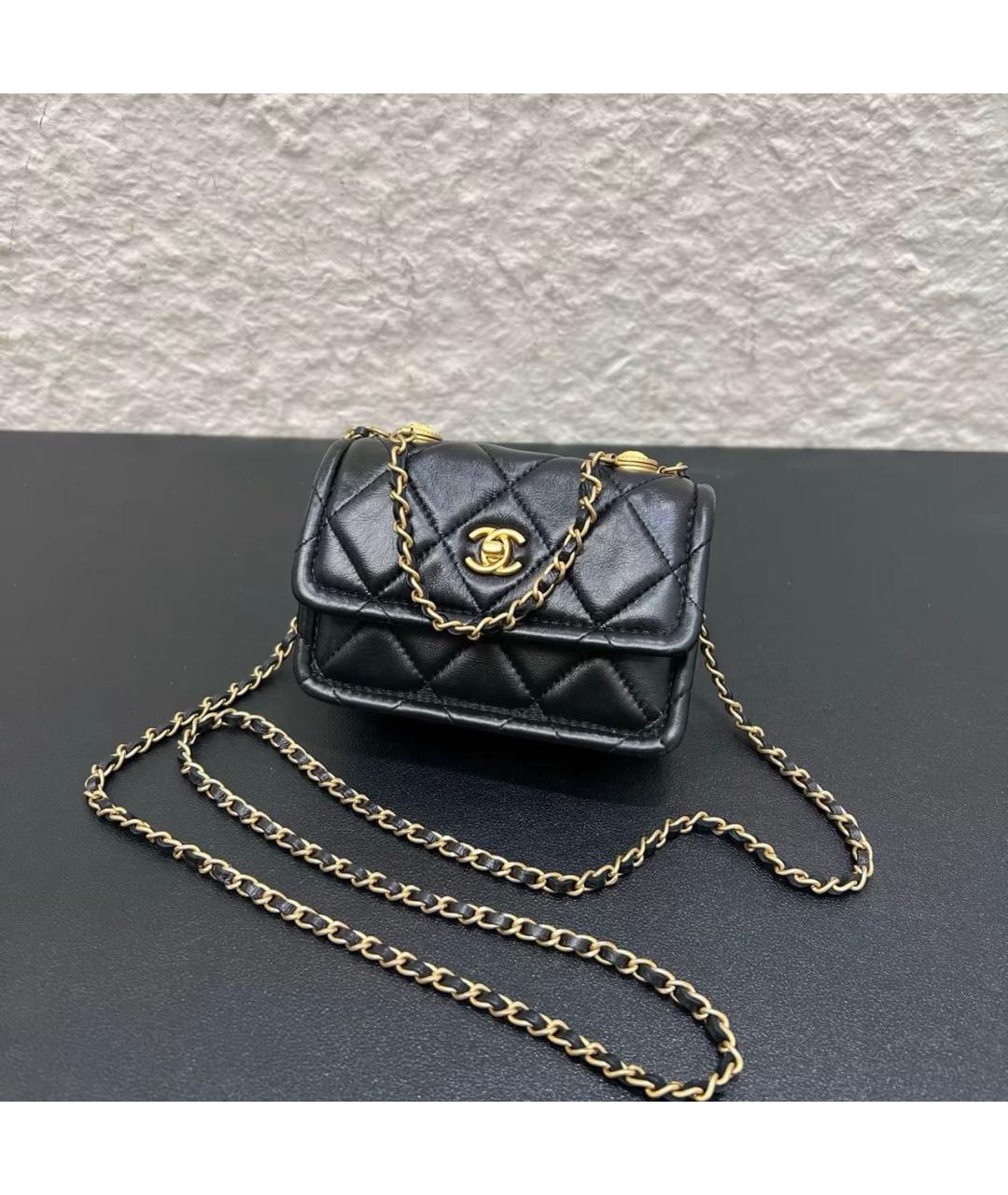 CHANEL Черная кожаная сумка через плечо, фото 8