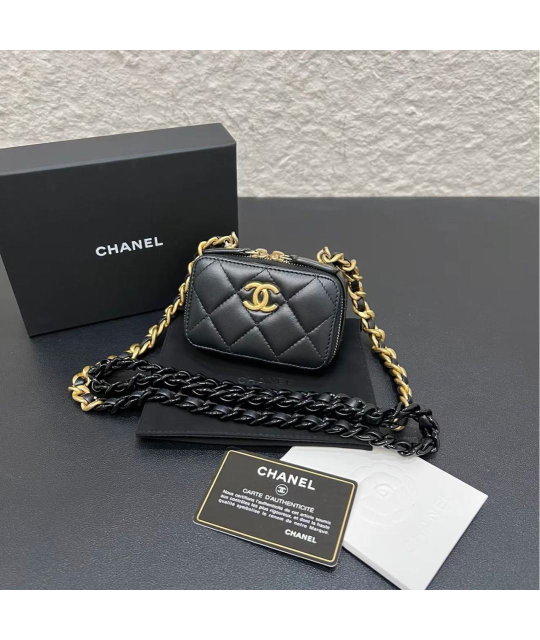 CHANEL Черная кожаная сумка через плечо, фото 6