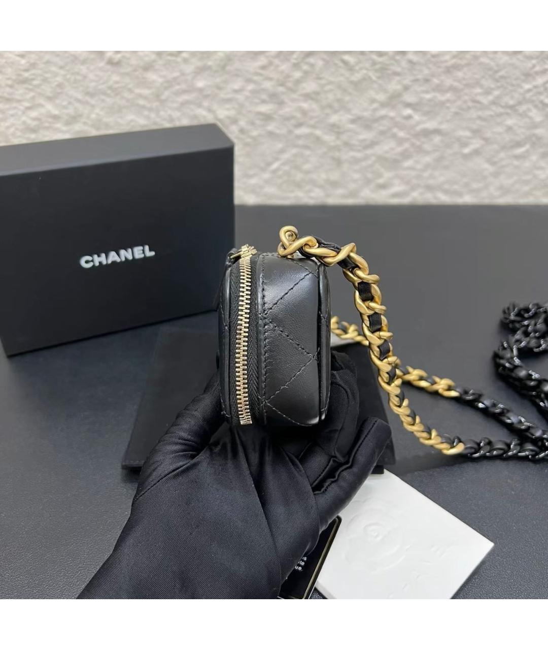 CHANEL Черная кожаная сумка через плечо, фото 3