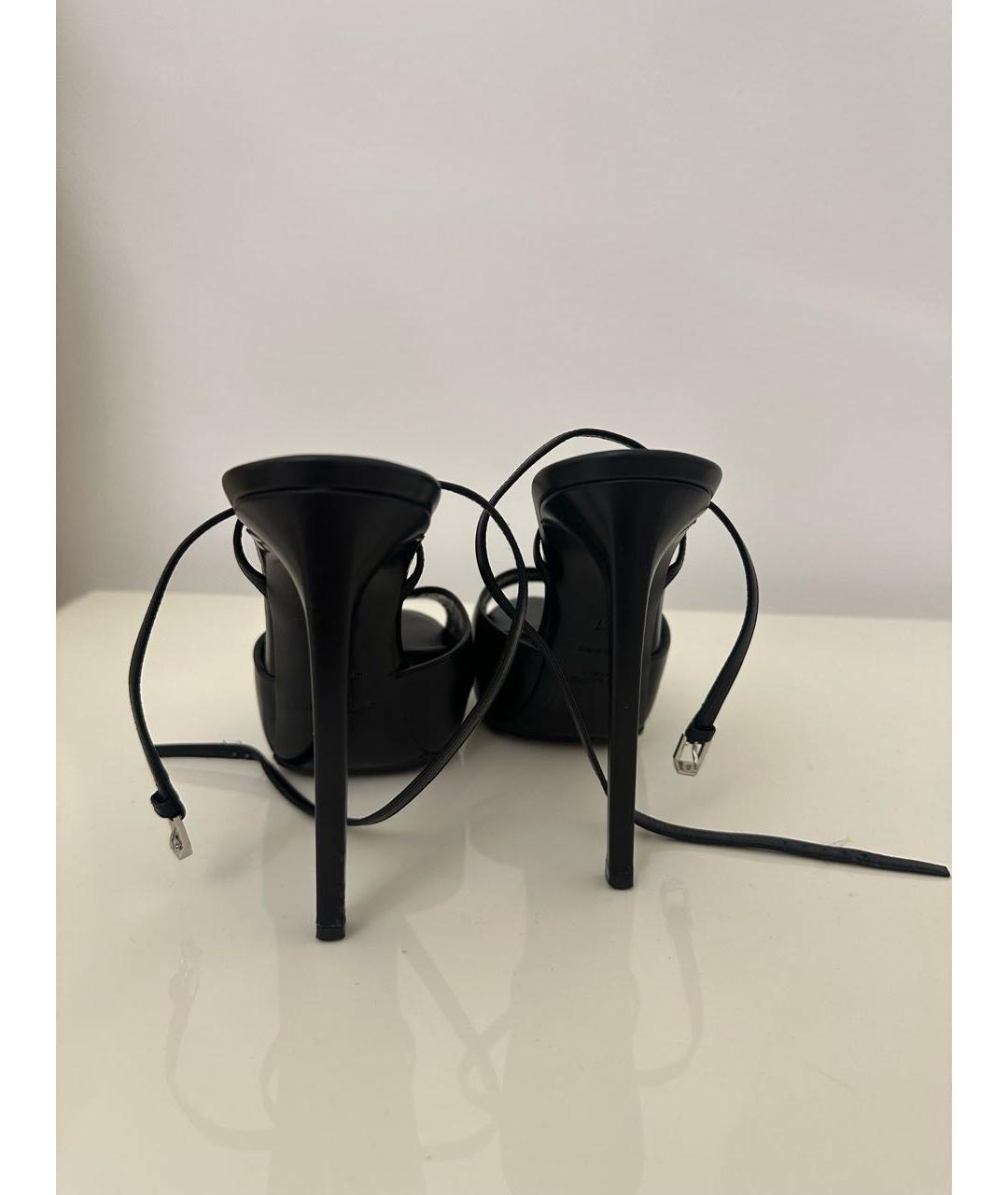 SAINT LAURENT Черные кожаные босоножки, фото 4