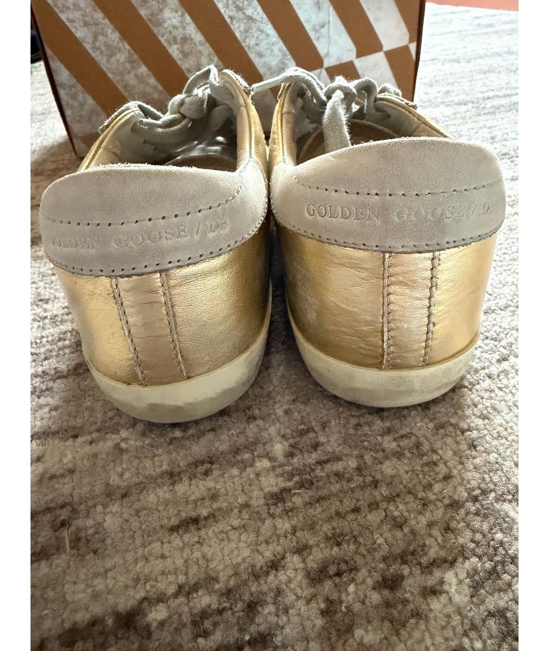 GOLDEN GOOSE Золотые кожаные кеды, фото 3