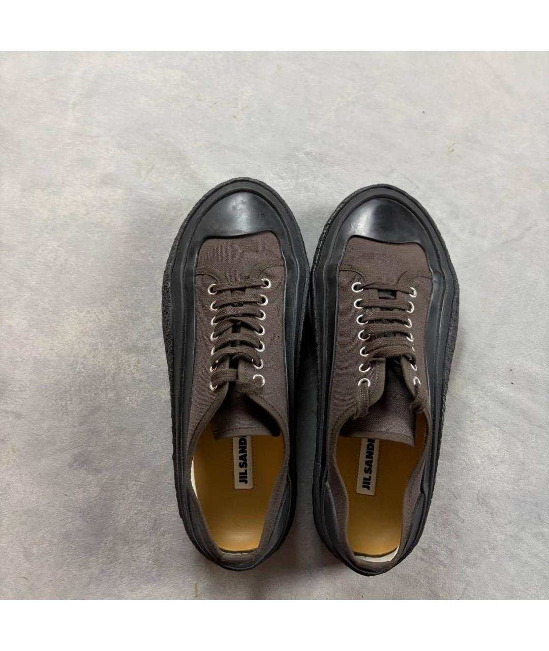JIL SANDER Коричневые текстильные низкие кроссовки / кеды, фото 5