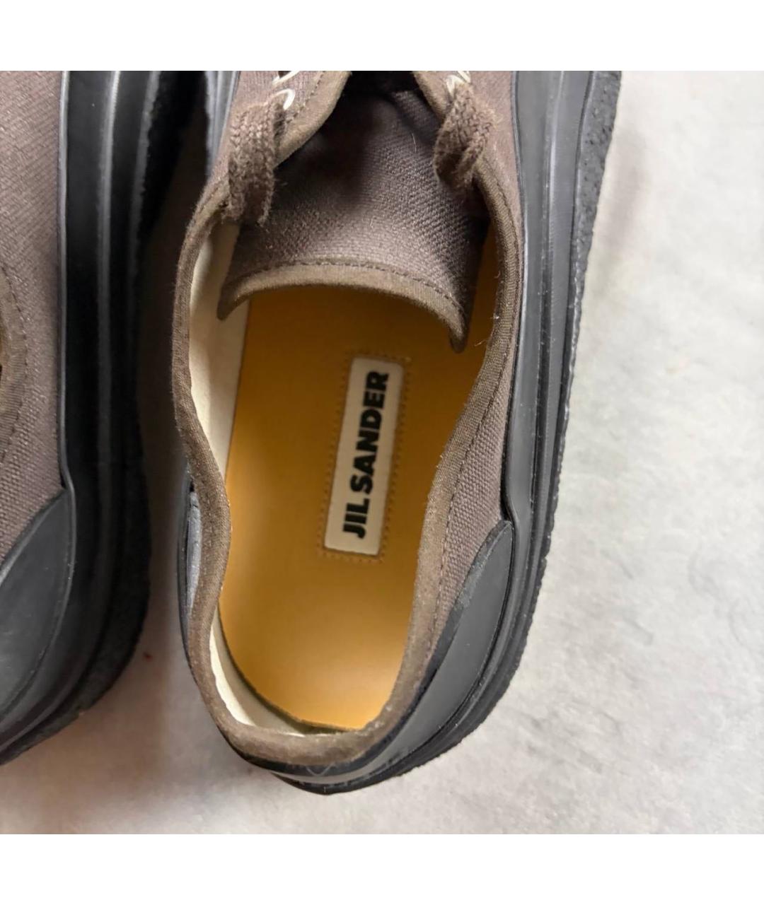 JIL SANDER Коричневые текстильные низкие кроссовки / кеды, фото 3