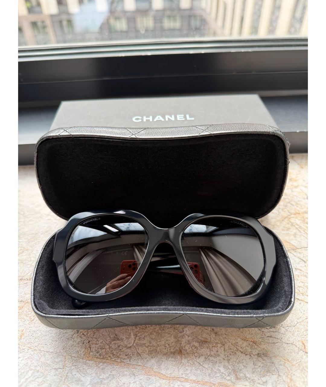 CHANEL Черные пластиковые солнцезащитные очки, фото 2