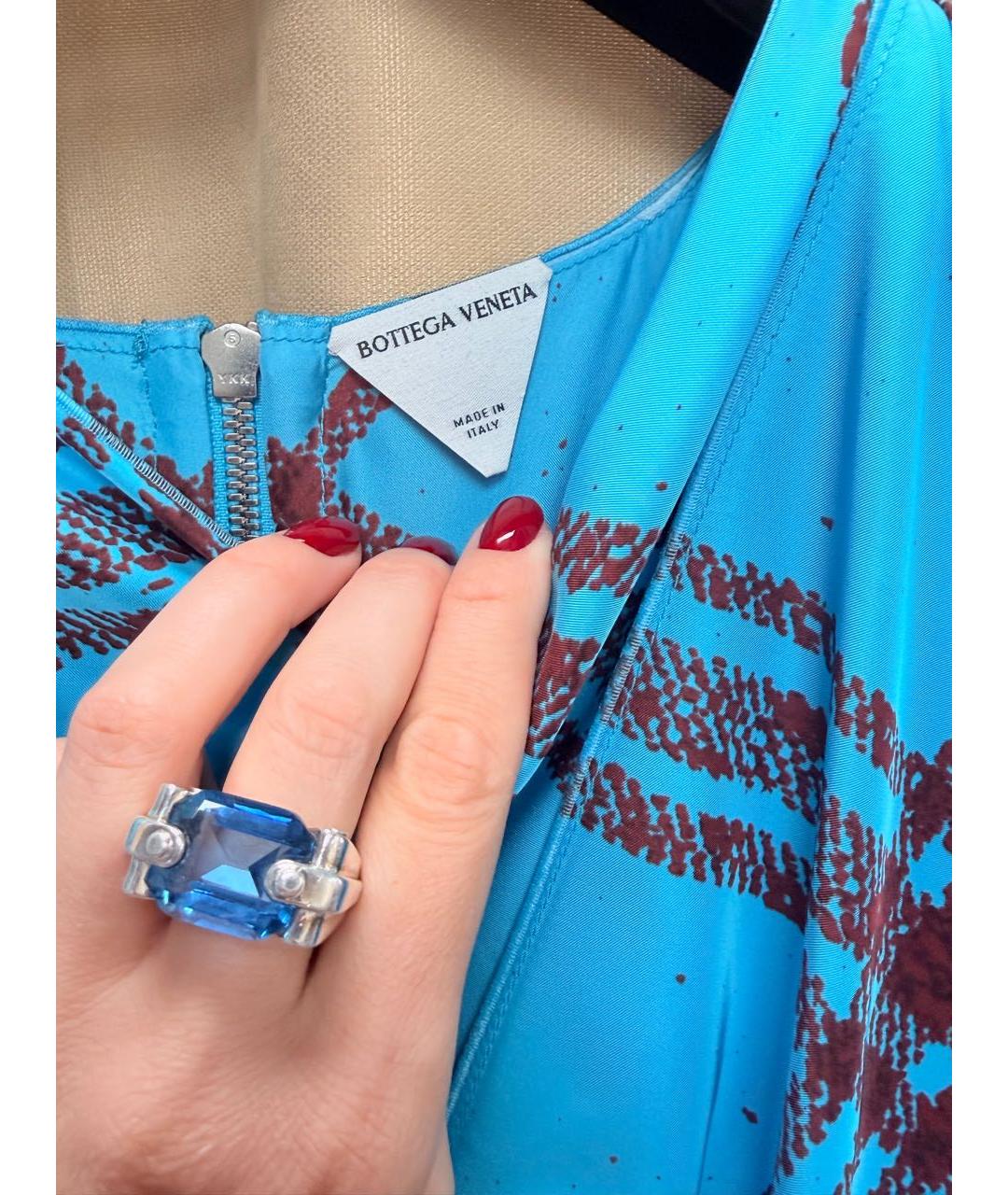 BOTTEGA VENETA Бирюзовое вискозное платье, фото 3