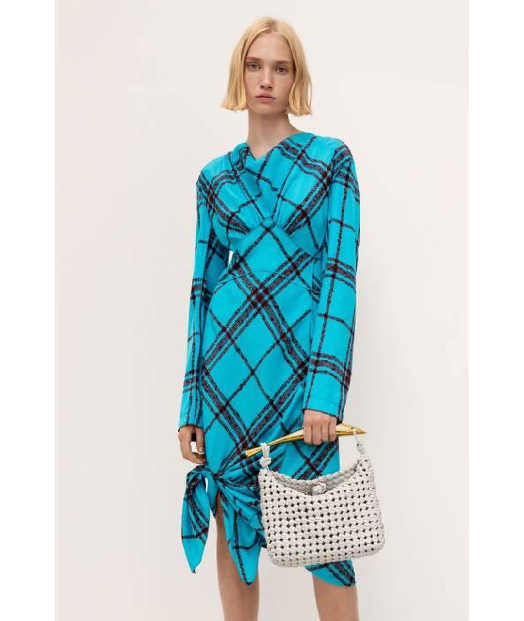 BOTTEGA VENETA Бирюзовое вискозное платье, фото 7