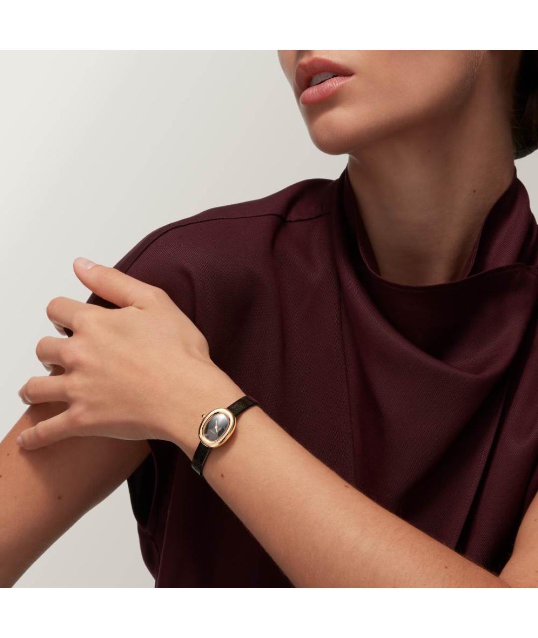 CARTIER Черные часы из желтого золота, фото 3