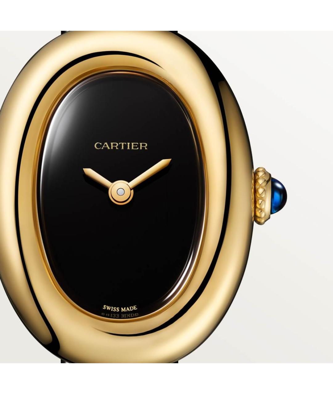 CARTIER Черные часы из желтого золота, фото 2