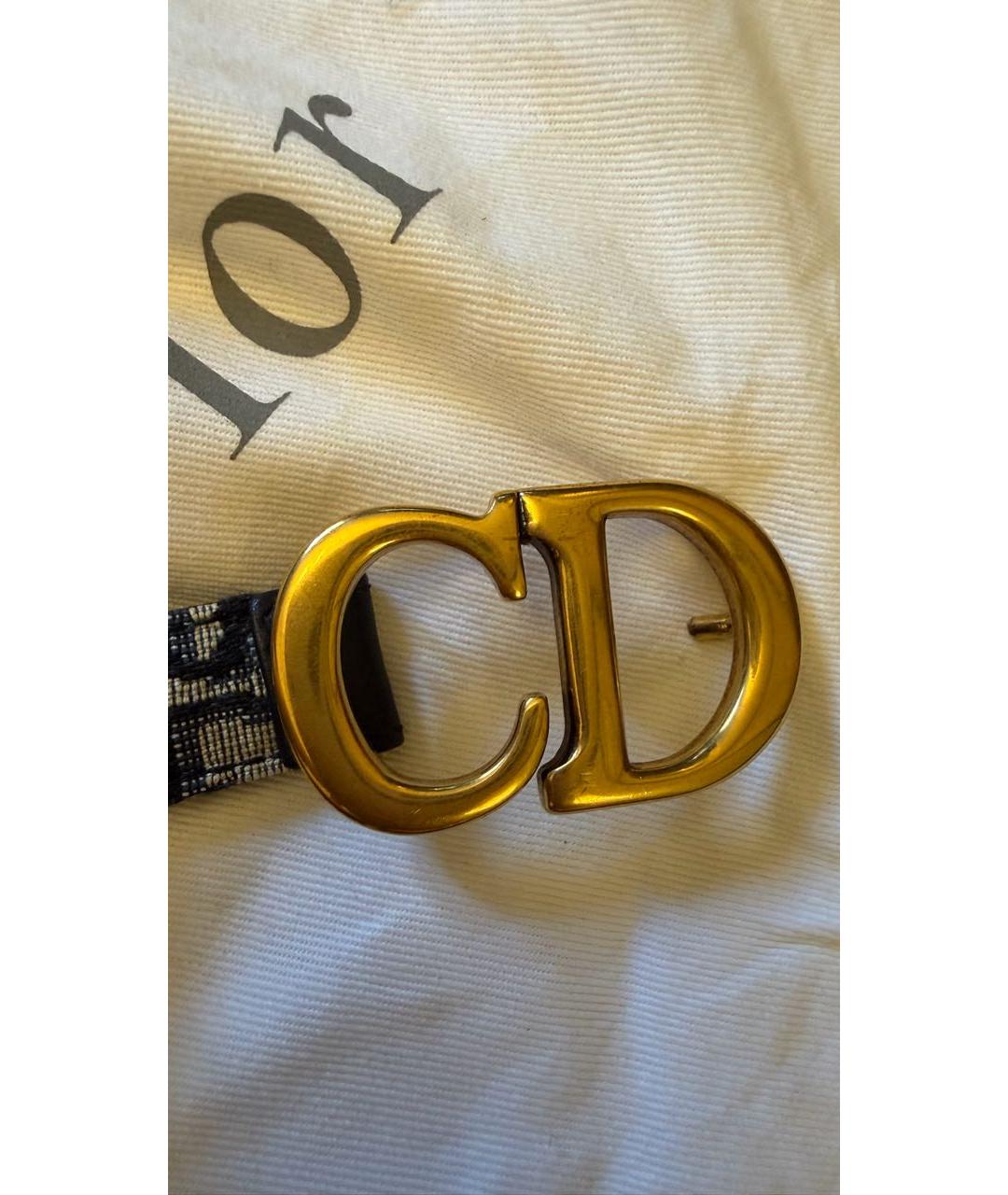 CHRISTIAN DIOR Темно-синий кожаный ремень, фото 4