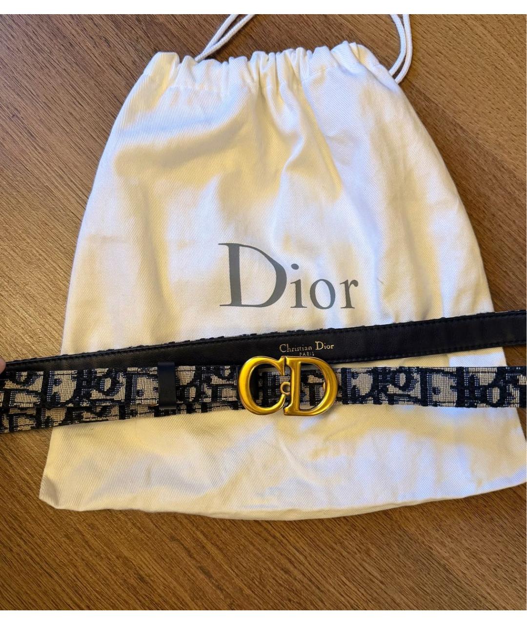 CHRISTIAN DIOR Темно-синий кожаный ремень, фото 5