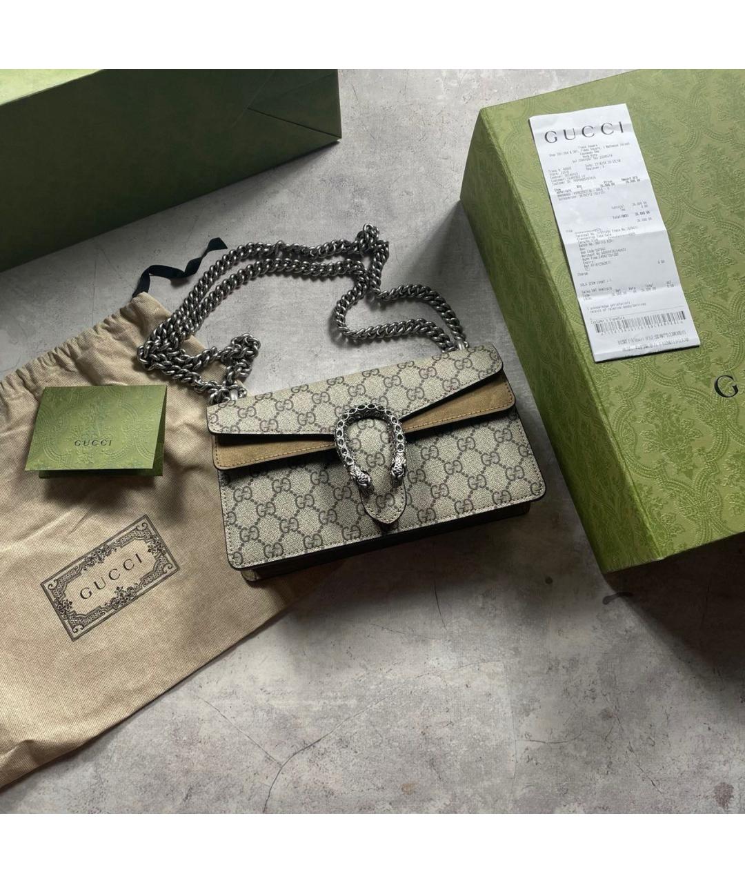 GUCCI Бежевая сумка через плечо из канвы, фото 5