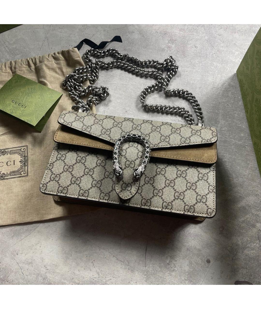 GUCCI Бежевая сумка через плечо из канвы, фото 2