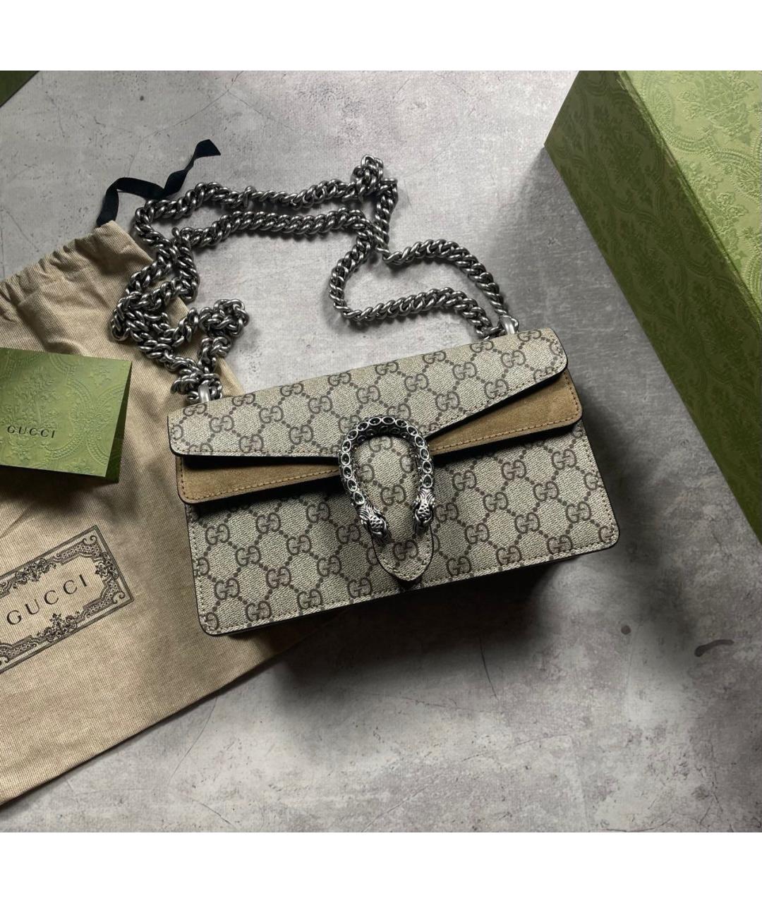 GUCCI Бежевая сумка через плечо из канвы, фото 9