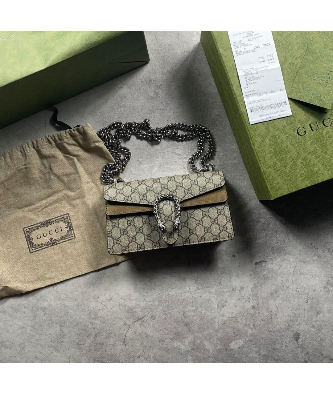 GUCCI Бежевая сумка через плечо из канвы, фото 6
