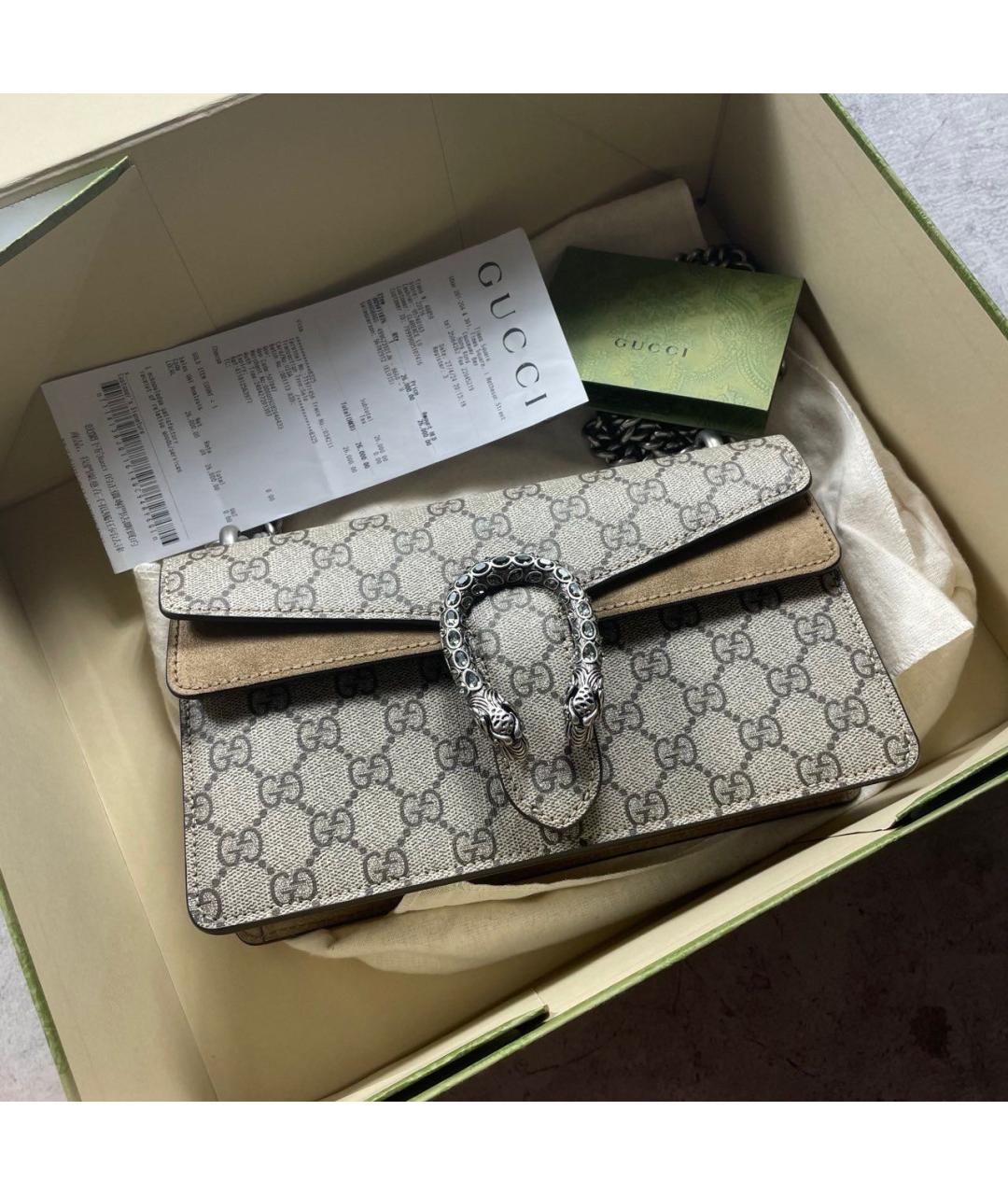 GUCCI Бежевая сумка через плечо из канвы, фото 7