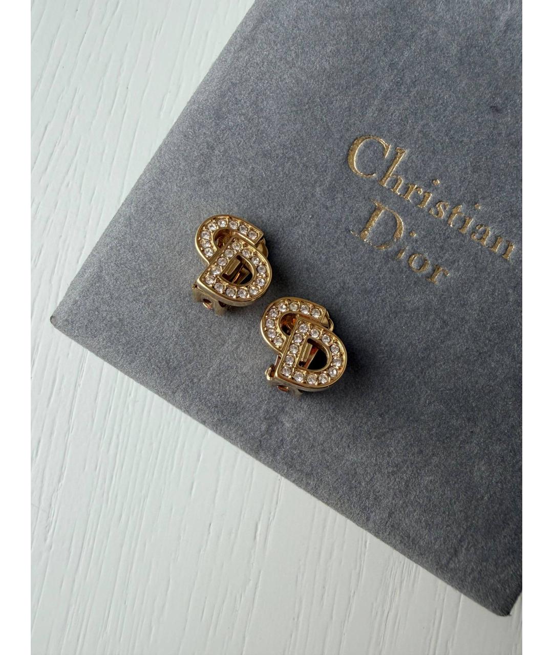 CHRISTIAN DIOR Золотые позолоченные клипсы, фото 3