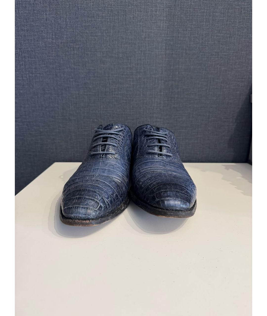 LOUIS VUITTON Темно-синие туфли из кожи крокодила, фото 2