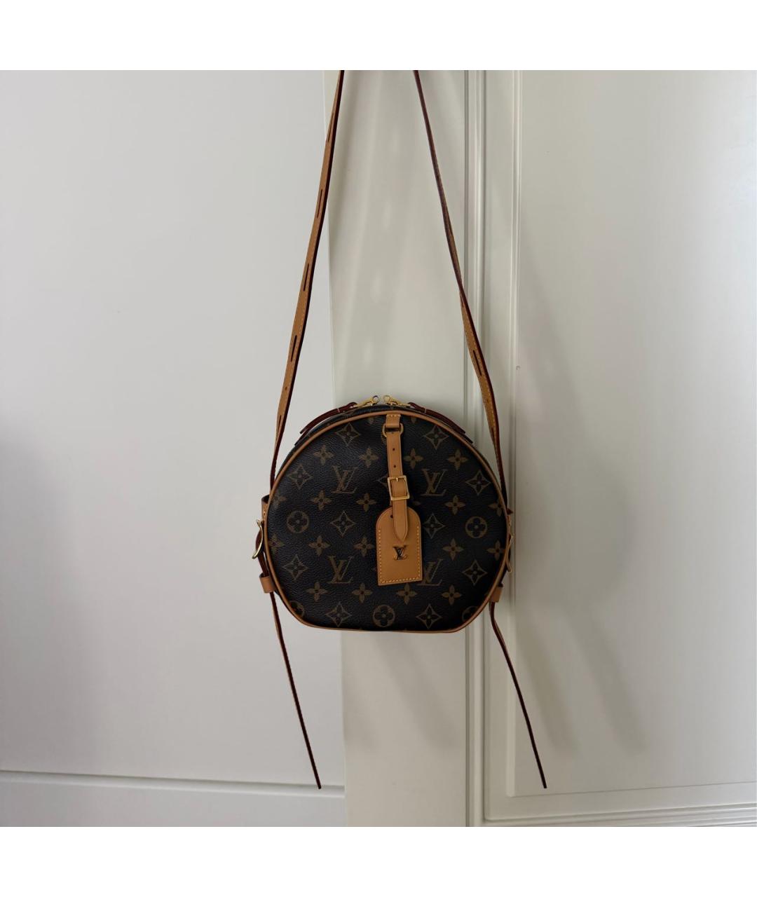 LOUIS VUITTON Коричневая кожаная сумка через плечо, фото 7