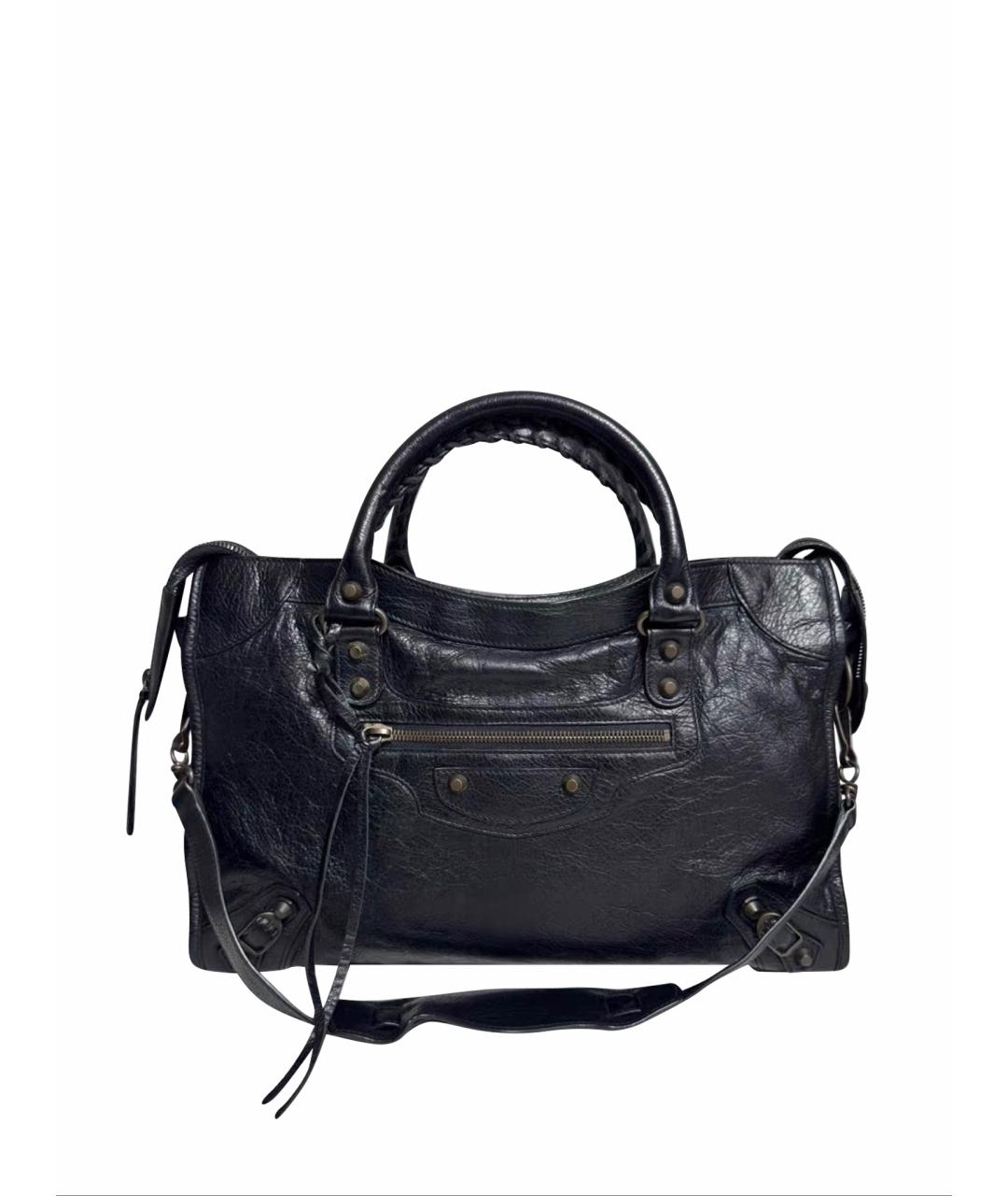 BALENCIAGA Черная кожаная сумка тоут, фото 1