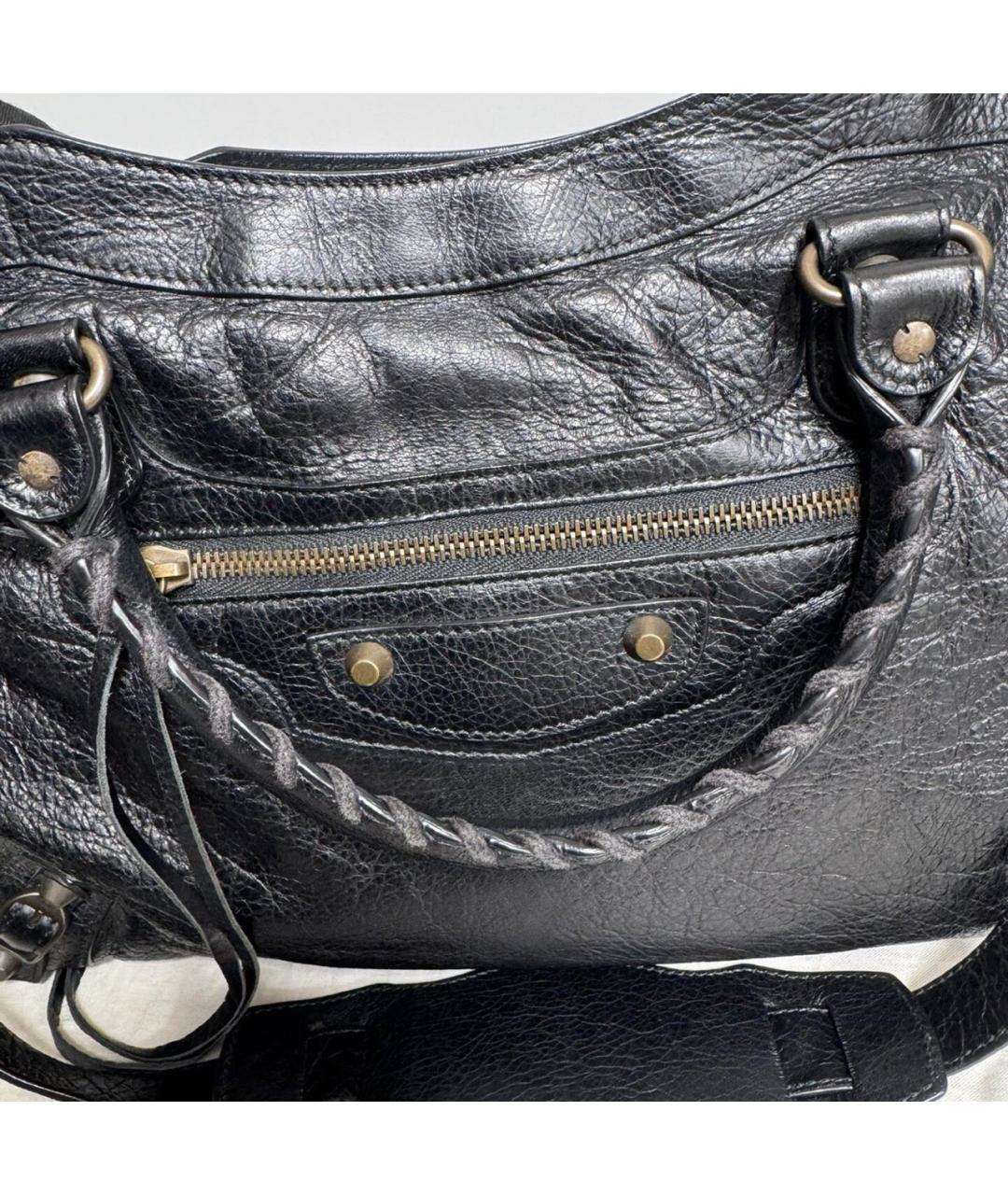 BALENCIAGA Черная кожаная сумка тоут, фото 5