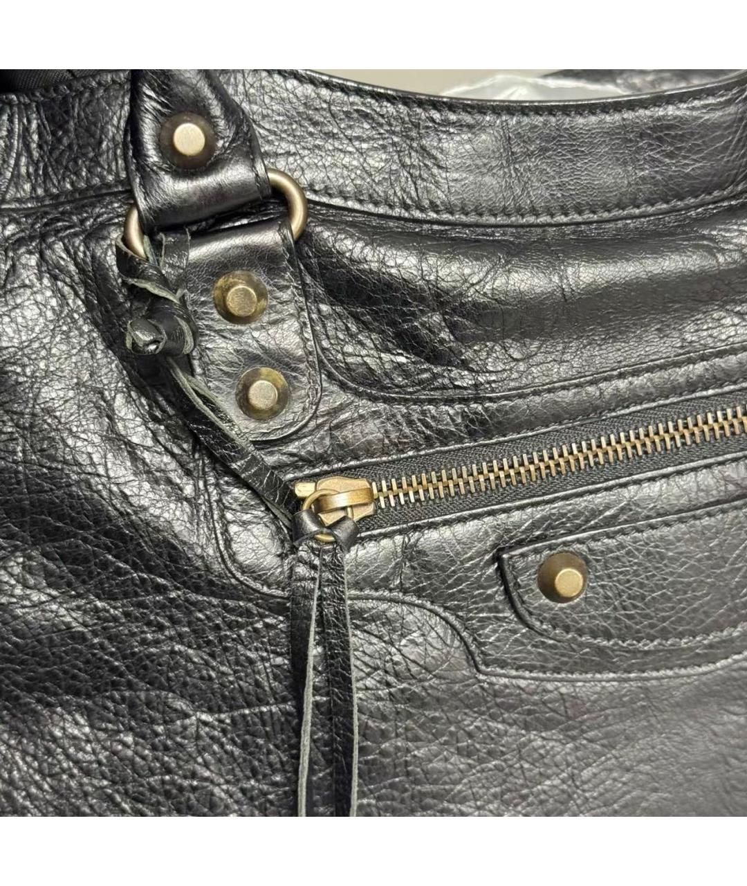 BALENCIAGA Черная кожаная сумка тоут, фото 7
