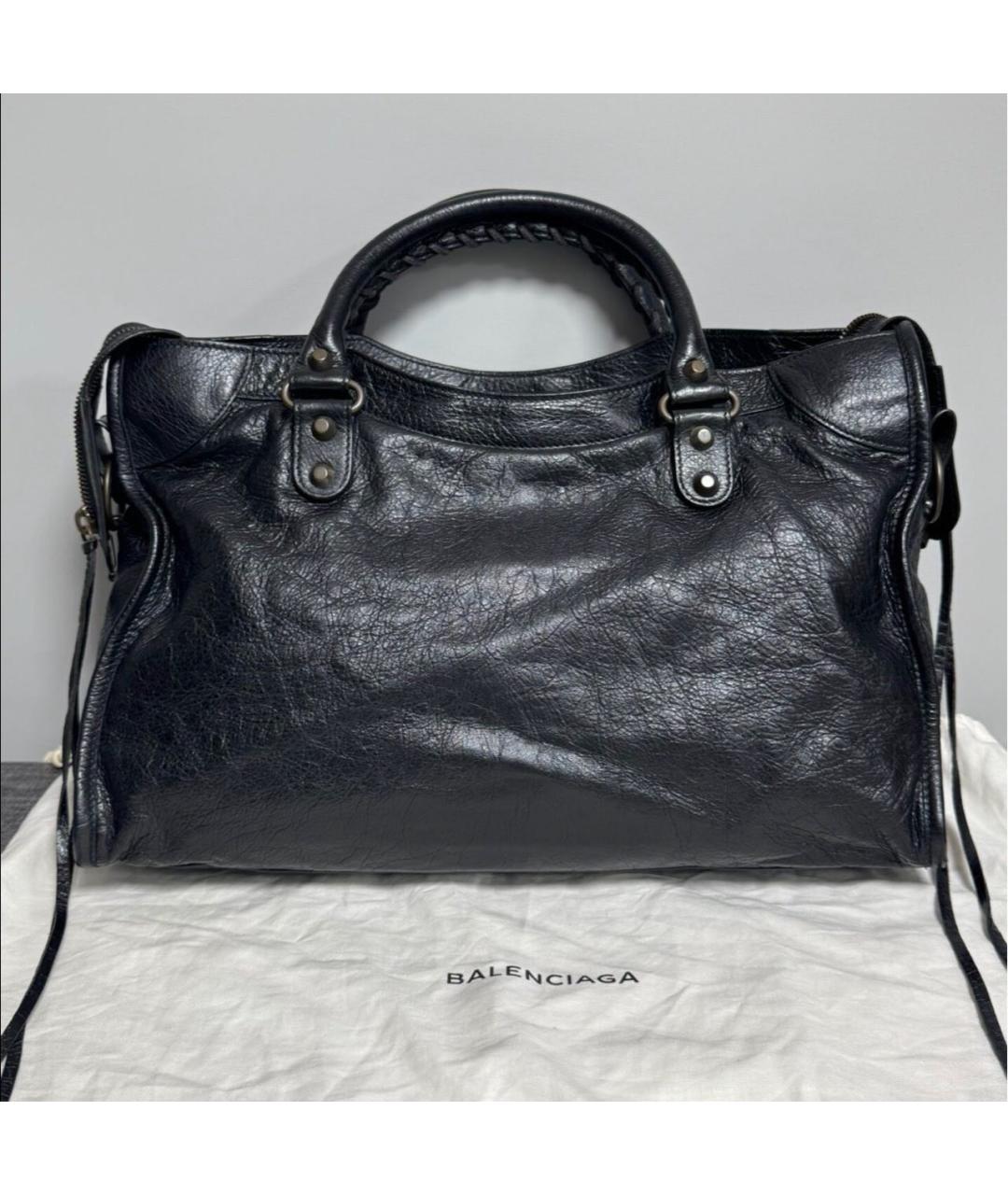 BALENCIAGA Черная кожаная сумка тоут, фото 2