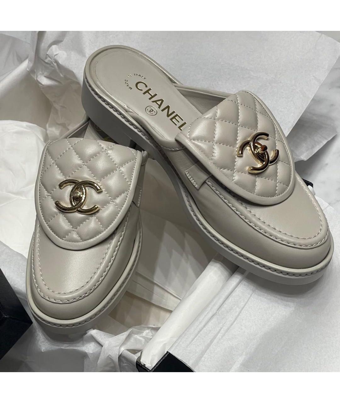 CHANEL Серые кожаные сабо, фото 2