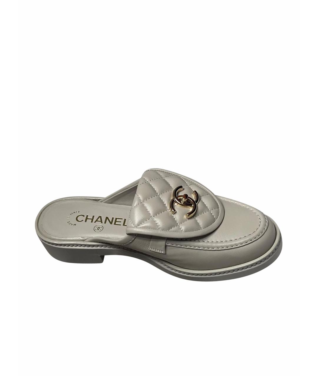 CHANEL Серые кожаные сабо, фото 1
