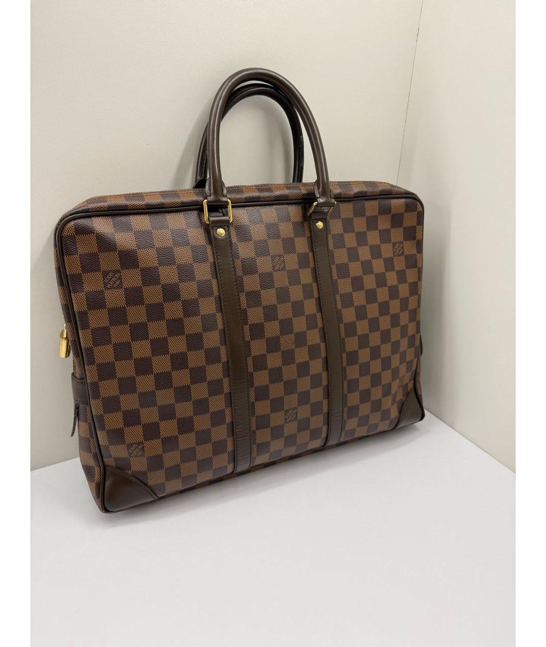 LOUIS VUITTON Коричневый портфель из канвы, фото 9