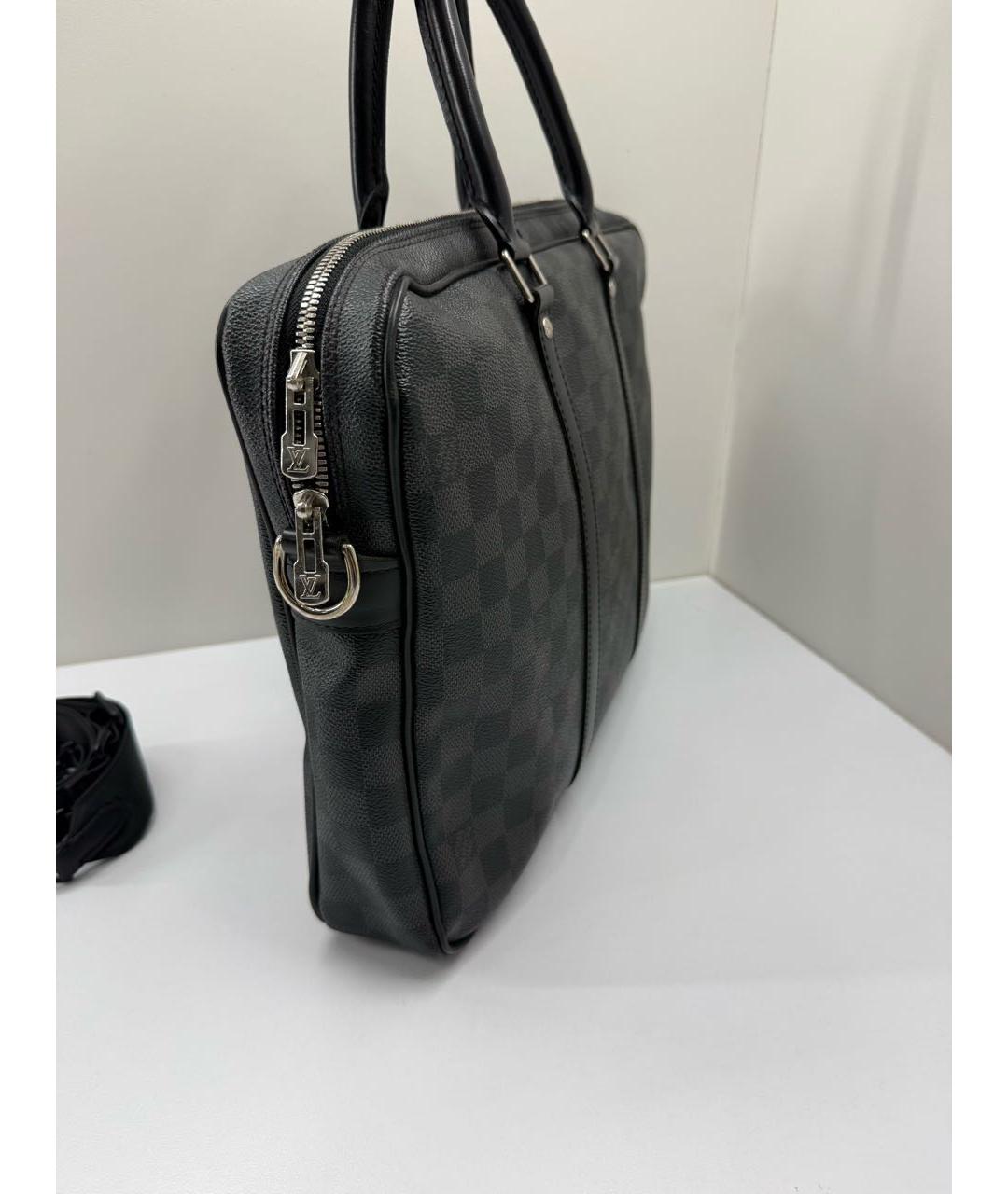 LOUIS VUITTON Серый портфель из канвы, фото 8