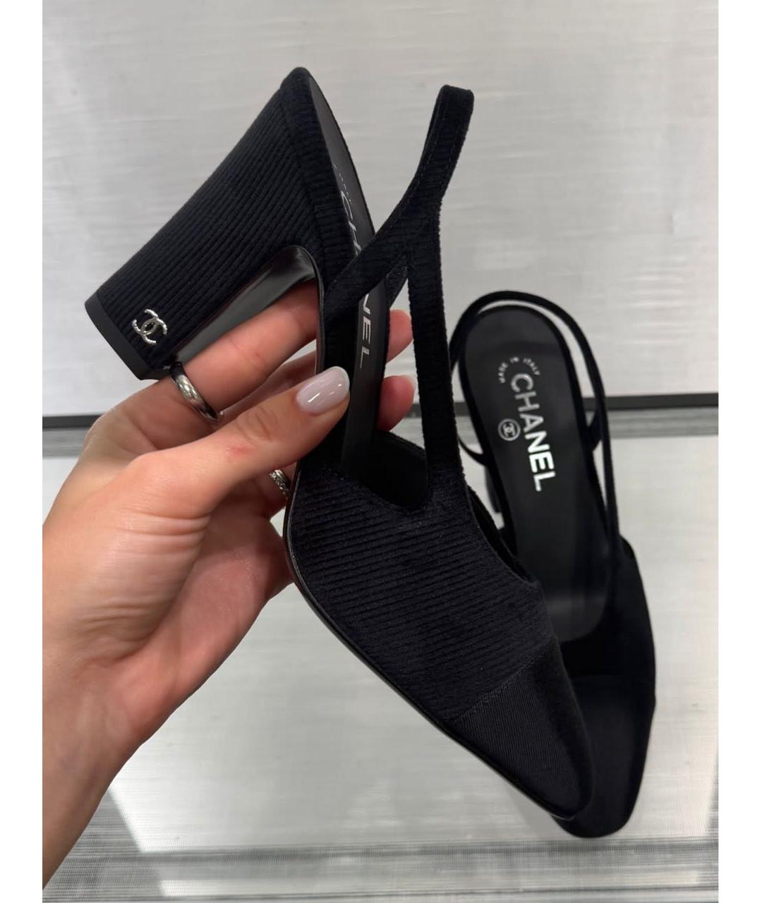 CHANEL Черные текстильные туфли, фото 2