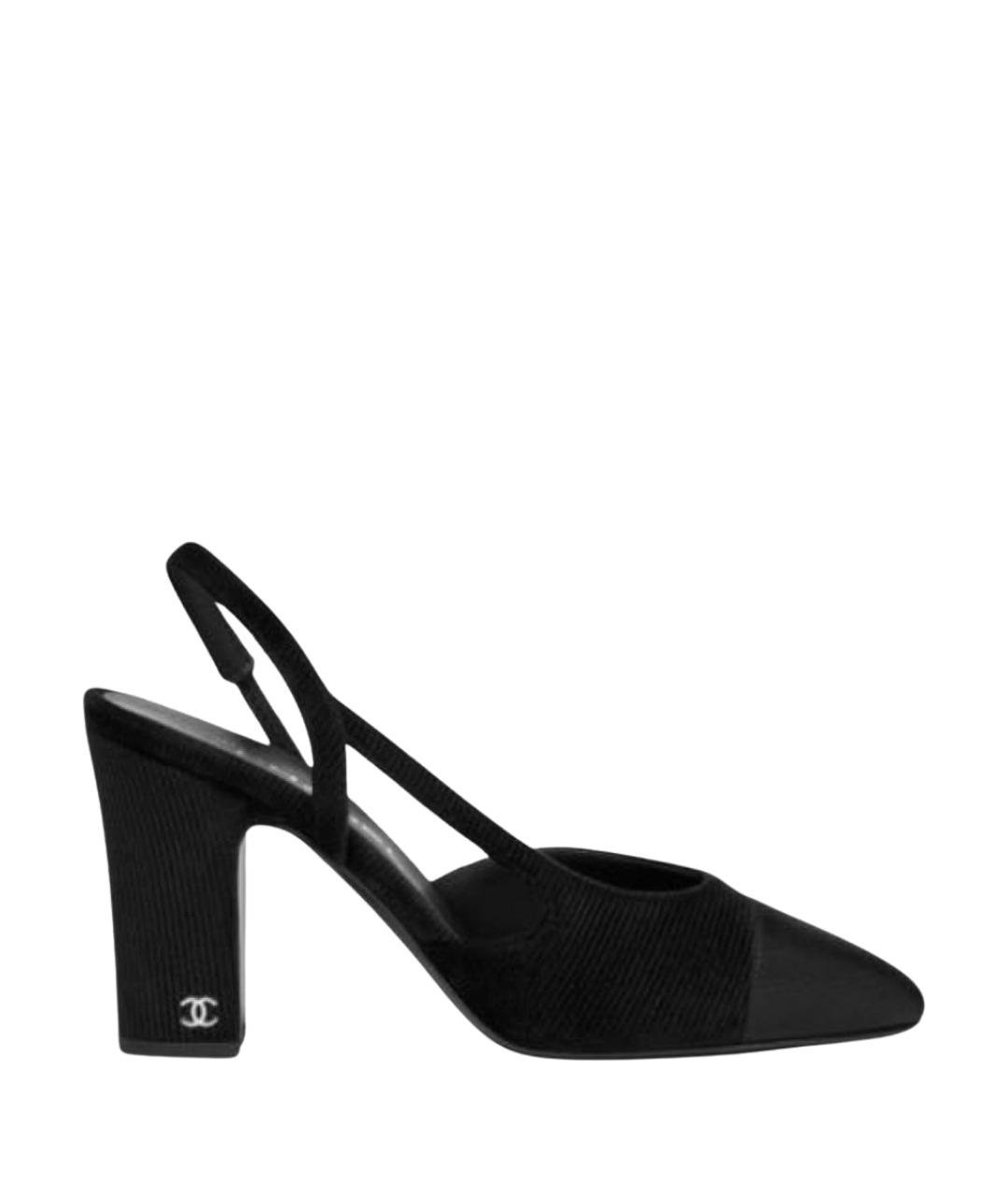 CHANEL Черные текстильные туфли, фото 1
