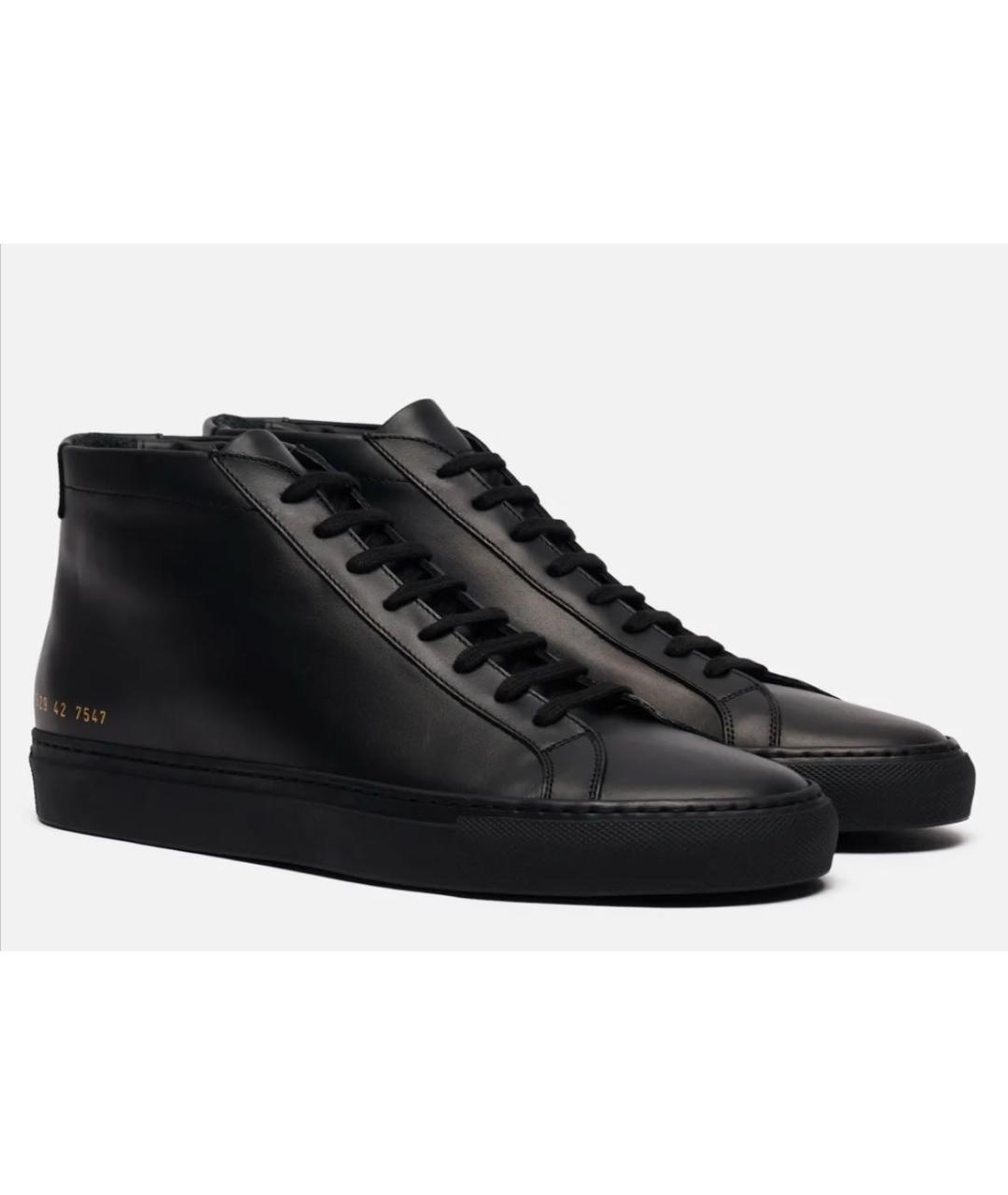 COMMON PROJECTS Черные кожаные высокие кроссовки / кеды, фото 6