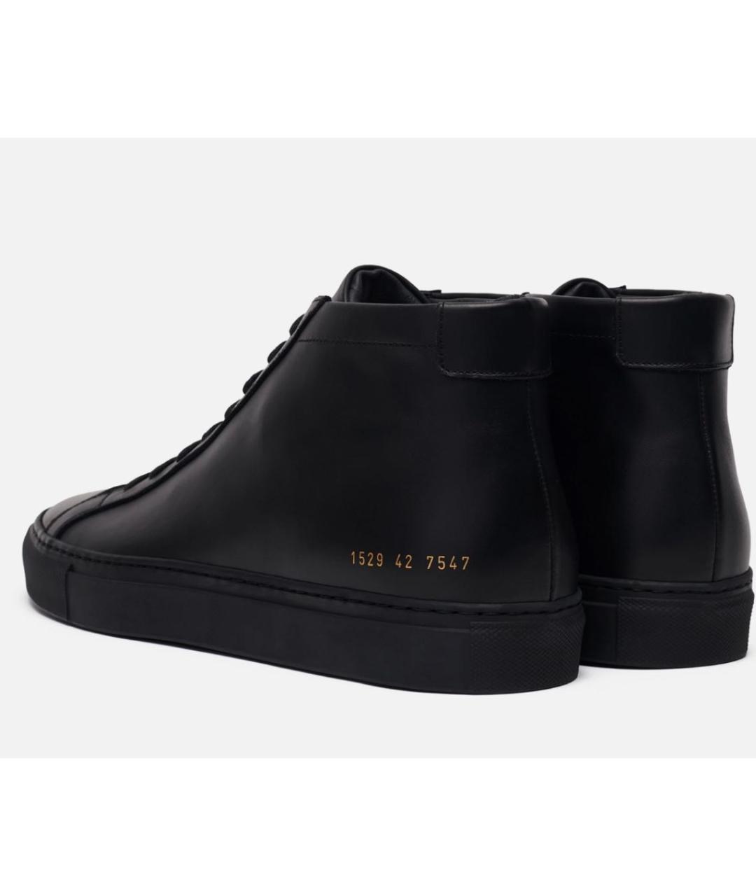 COMMON PROJECTS Черные кожаные высокие кроссовки / кеды, фото 7