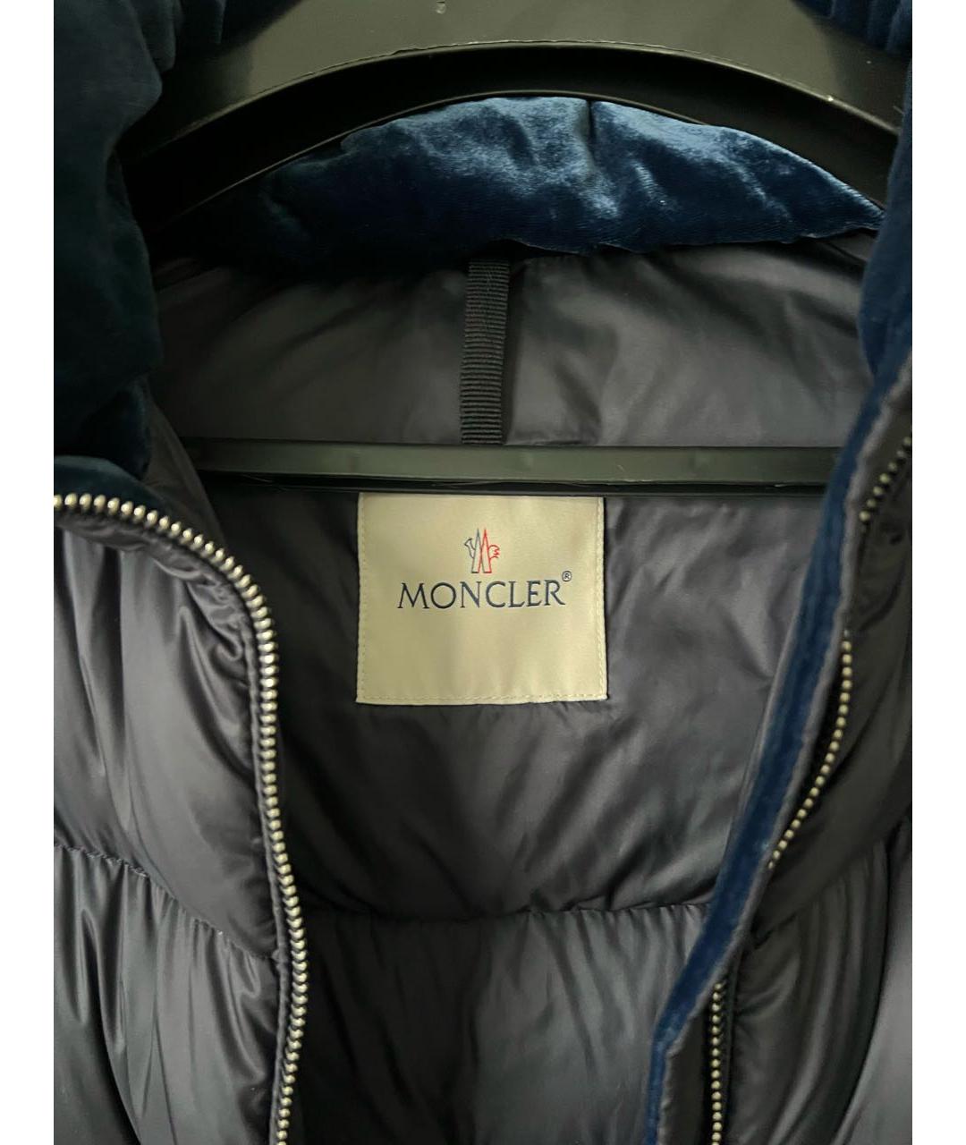 MONCLER Темно-синий нейлоновый пуховик, фото 3